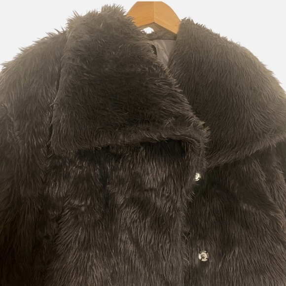 NWT Women's Faux Fur Coat Plush Boxy Collared S Statement Jacket Maximalism Boho - Picture 3 of 8